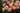 A close-up of peach and pink rose blooms with green foliage in a garden setting.