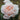 A close-up of a pale blush pink rose in full bloom, with soft layered petals and a softly blurred green and brown garden background.