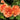 Three peach-orange roses in full bloom with green leaves and buds in a garden setting.