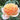 Close up of a peach and apricot coloured rose, open with pointed petals and green leaves in the background. 